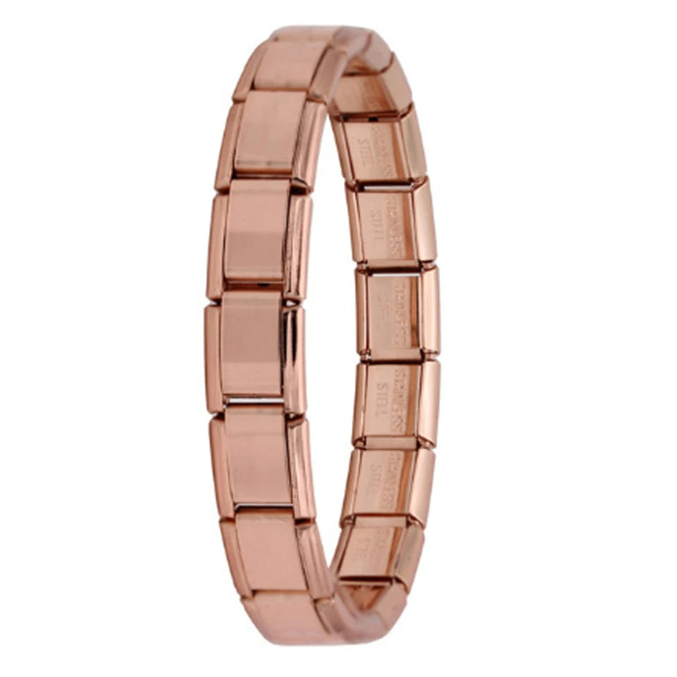 Yupsk Trendy Square Italy Stainless Steel Bracelets For Women Men HipHop Metal Modules Stretchable Gift Birthday Party Jewelry