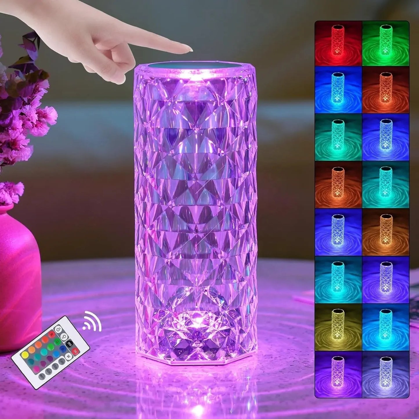 16-Color Rose Crystal Lamp