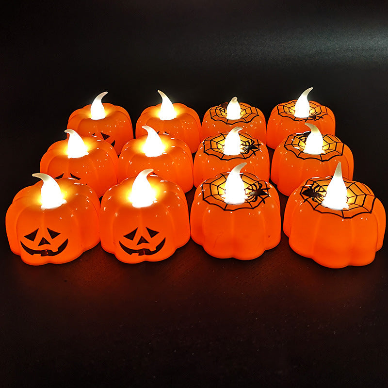 Halloween Pumpkin Lantern Ghost Festival Decoration Props Led Electronic Candle Light Party Supplies Luminous Night Light Wind Lamp