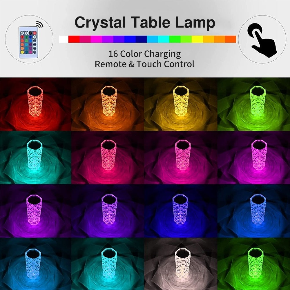 16-Color Rose Crystal Lamp