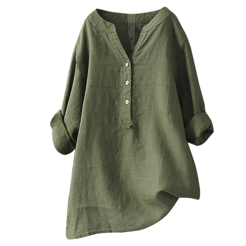 Solara Button-Front Linen Shirt