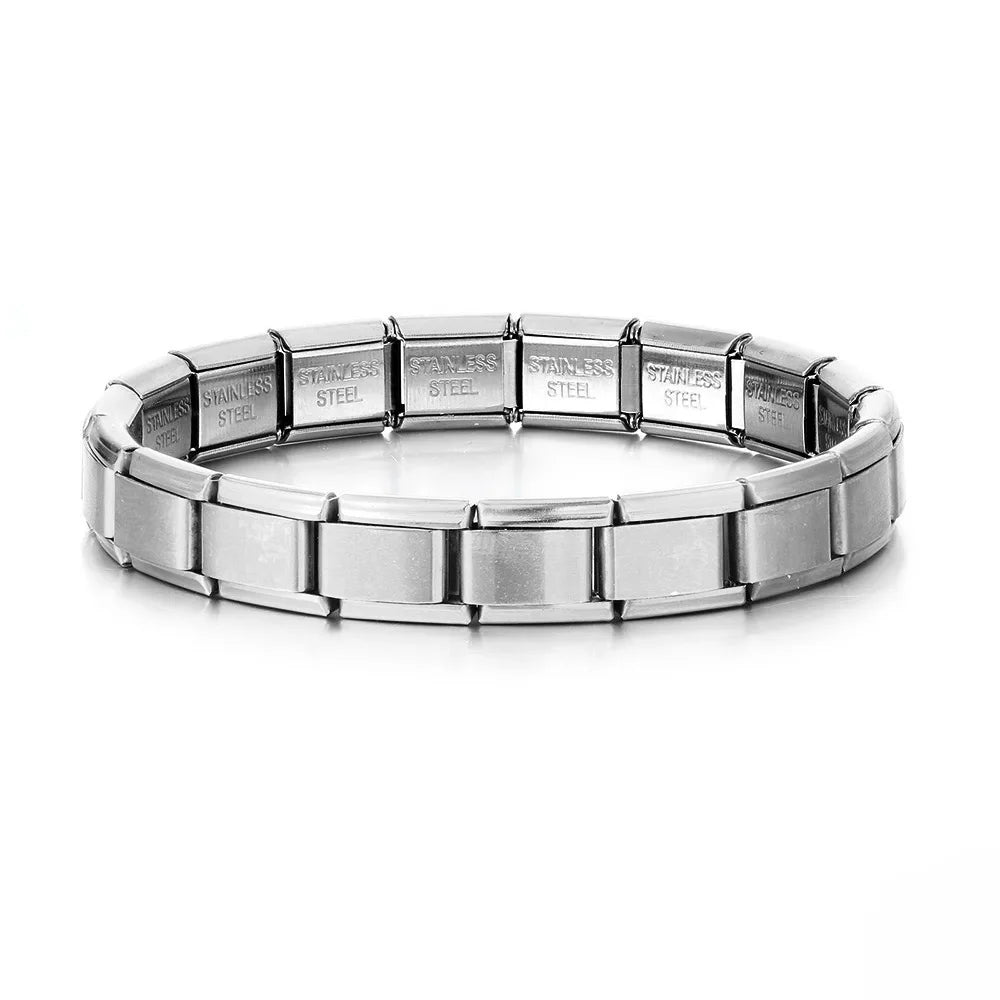Yupsk Trendy Square Italy Stainless Steel Bracelets For Women Men HipHop Metal Modules Stretchable Gift Birthday Party Jewelry