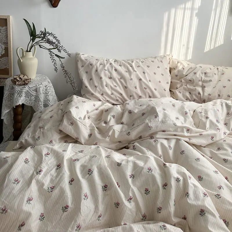 Green Grid Duvet Cover Set