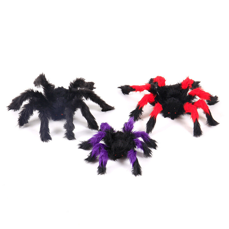 Halloween Spider Props Bar Decorations Whole Person Flower Spider Black Plush Spider