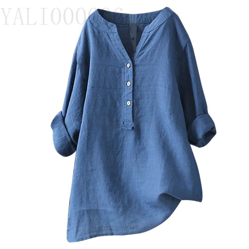 Solara Button-Front Linen Shirt
