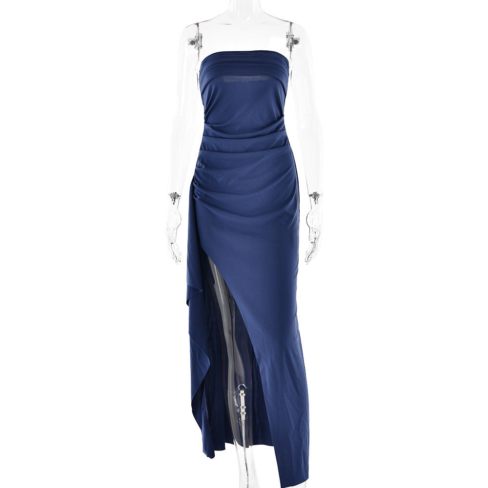 Split Strapless Bridesmaid Maxi Dress