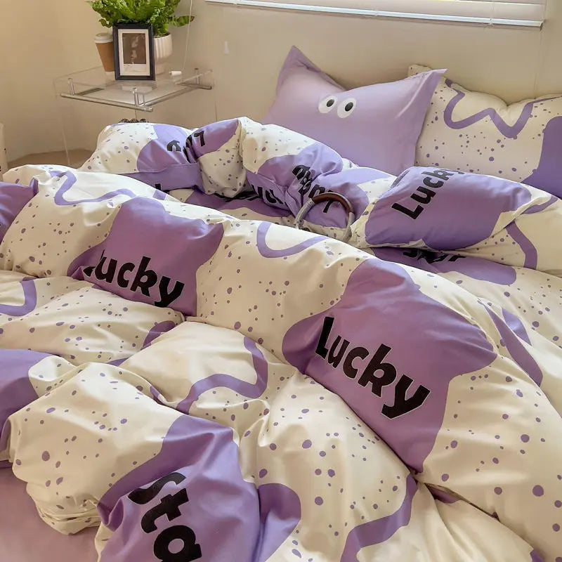Green Grid Duvet Cover Set
