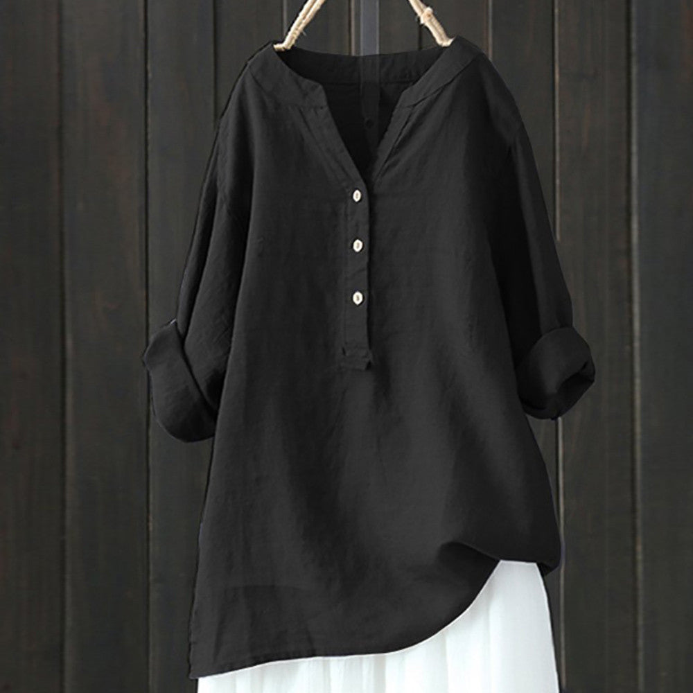 Solara Button-Front Linen Shirt