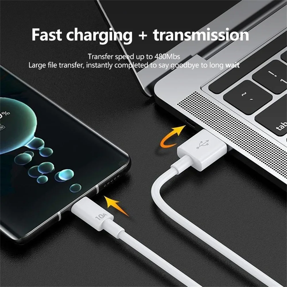10A 120W USB Type C Cable Fast Charging Wire For Huawei Mate 40 Honor Xiaomi Samsung Quick Charge USB C Phone Charger Data Cord