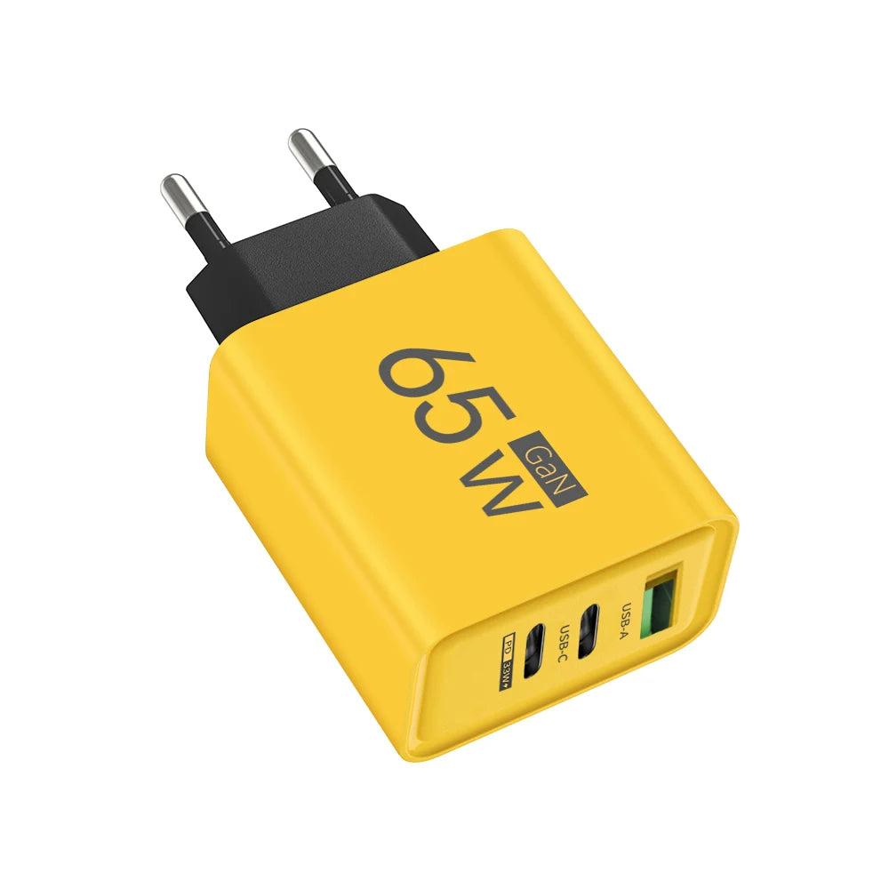 GaN Fast Charging 65W USB-C Charger Charger PD Quick Charge 3.0 Wall For Phone Adapter For iPhone 15 Xiaomi POCO Samsung Oneplus