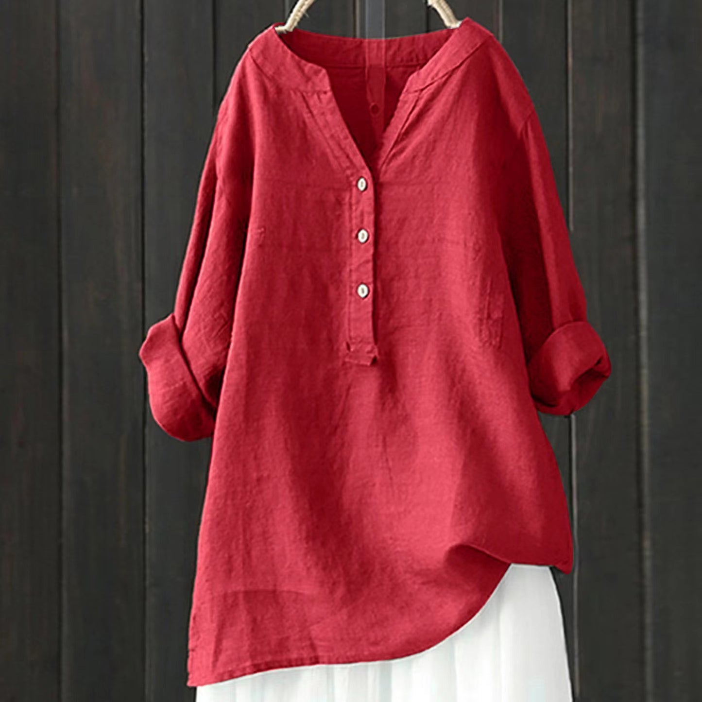 Solara Button-Front Linen Shirt