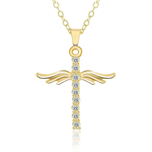 Angel Wings Cross Pendant Necklace