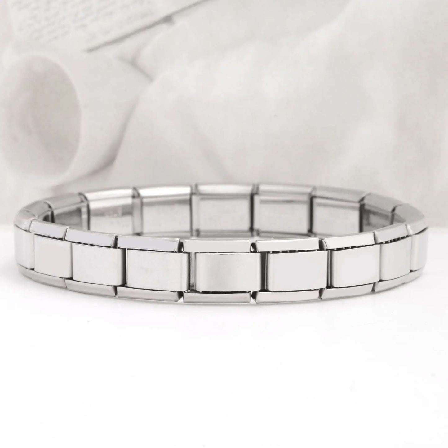Yupsk Trendy Square Italy Stainless Steel Bracelets For Women Men HipHop Metal Modules Stretchable Gift Birthday Party Jewelry