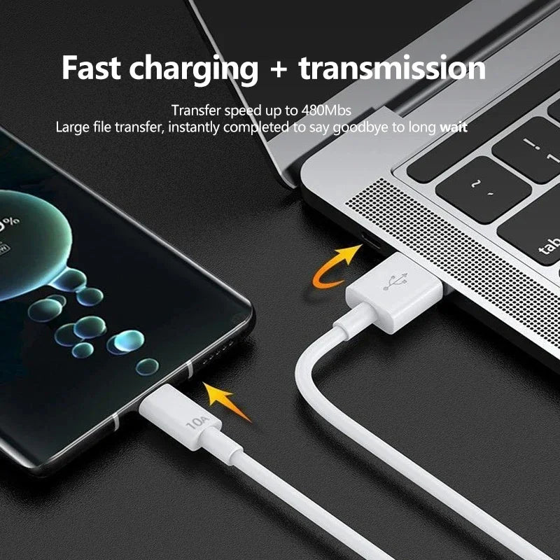 10A Fast Charging Wire USB Type C Cable Mobile Phone USB Line For Huawei 30 Xiaomi Redmi Samsung Poco F5 USB C Data Cable Cord