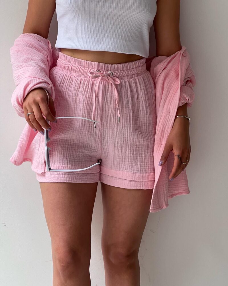 Maylee Cotton Button-Up Shorts Set
