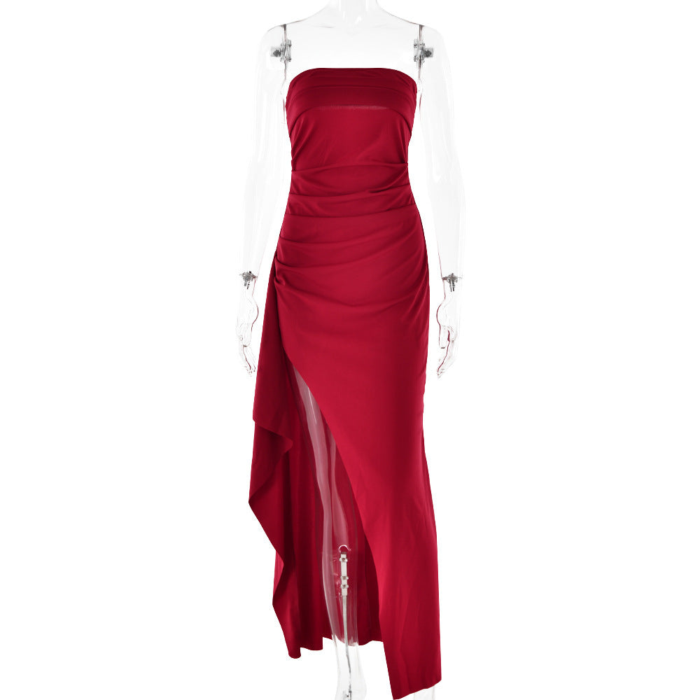 Split Strapless Bridesmaid Maxi Dress
