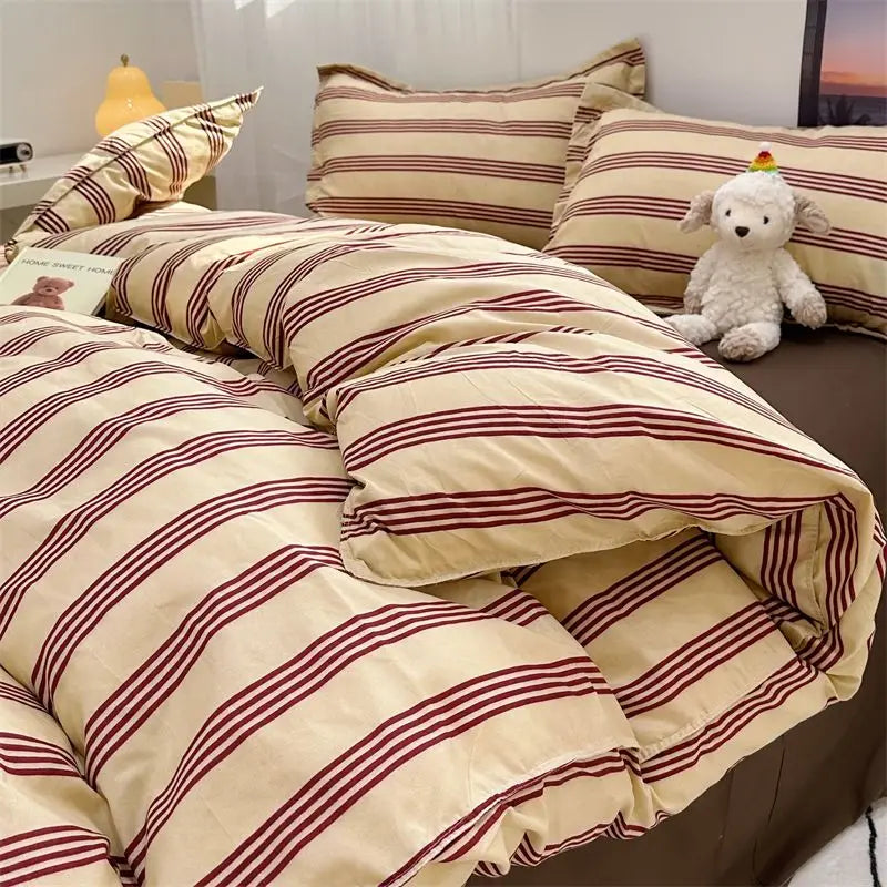 Green Grid Duvet Cover Set