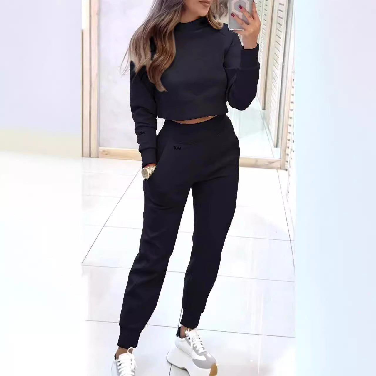 Stand Collar Sports Pullover And Trousers