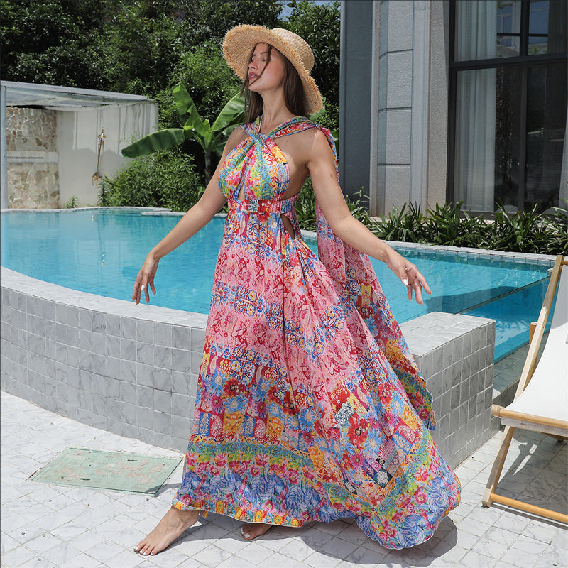 Women's Floral Flowing Hem Dress