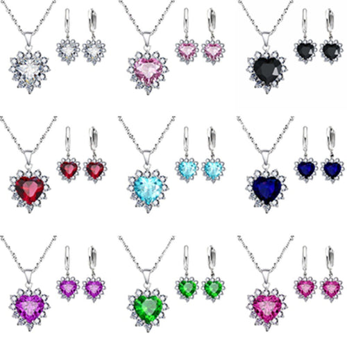 Heart-shaped Earrings Necklace Jewelry Set Decorations Wedding Women Spot Wholesale