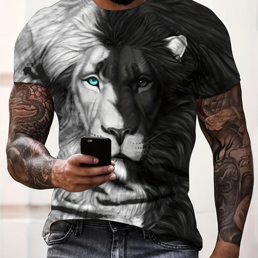 Animal Pattern Lion Digital Printing European And American Street Pullover Men's