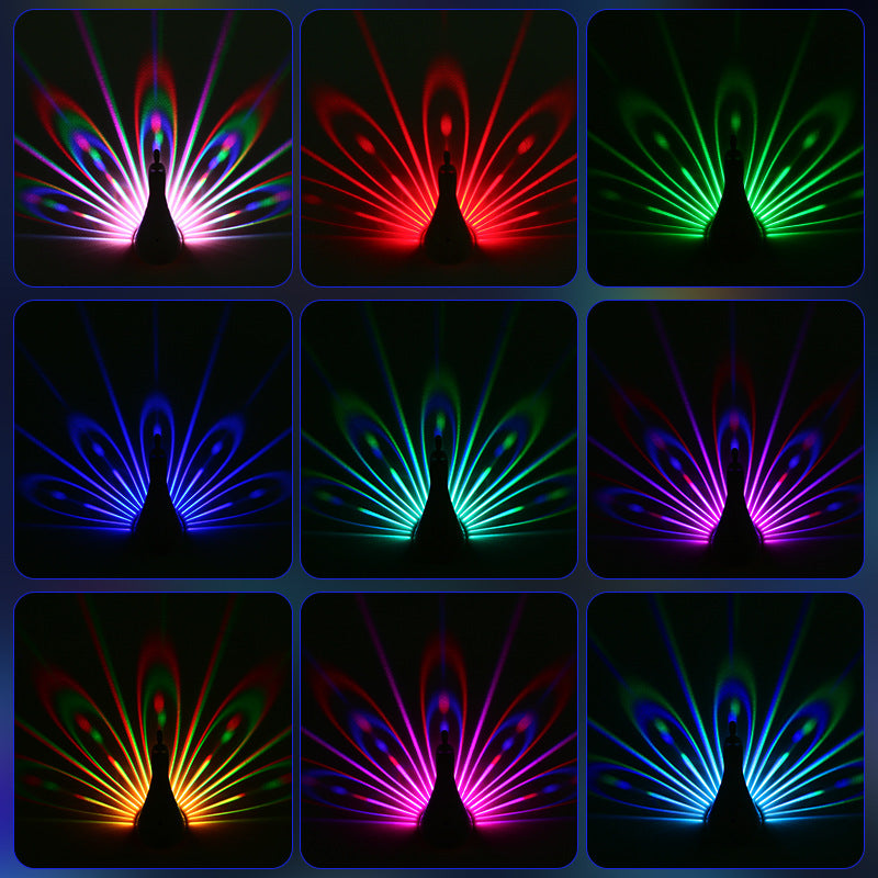 Cross-border New Peacock Projection Lamp Remote Control Wall Atmosphere Lamp SB Charging Creative Night Light Household Corridor Bedroom