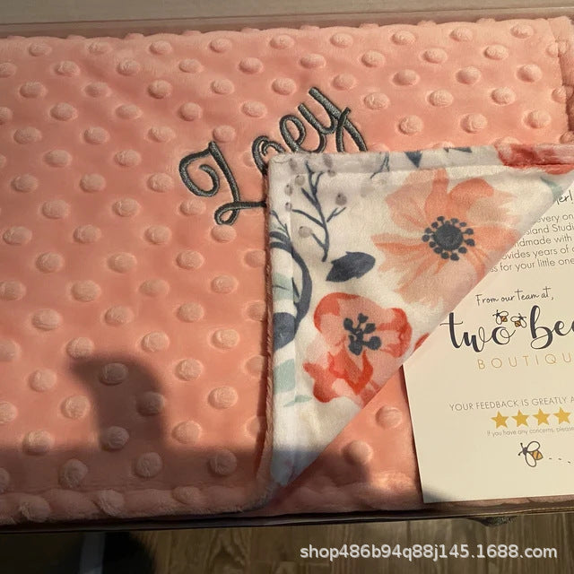 Baby Double-layer Beanie Blanket Personalized Embroidery Customized