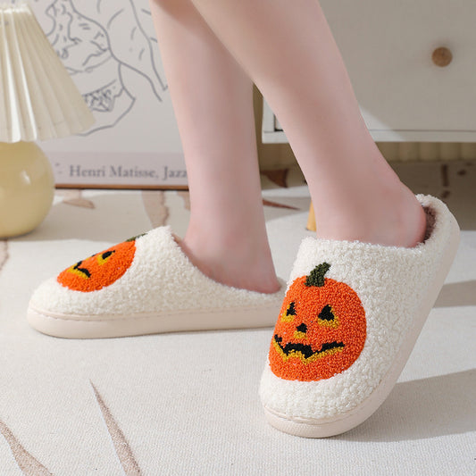New Halloween Pumpkin Cartoon Warm Winter Cotton Slippers For Men And Women Couples Home Indoor Cotton Slippers