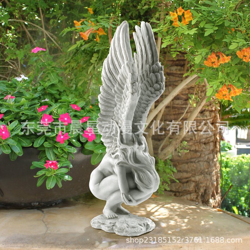 Spot Stair Angel Resin Craft Decoration Garden Statue Holding Legs Angel Home Wall Decoration Angel Wings