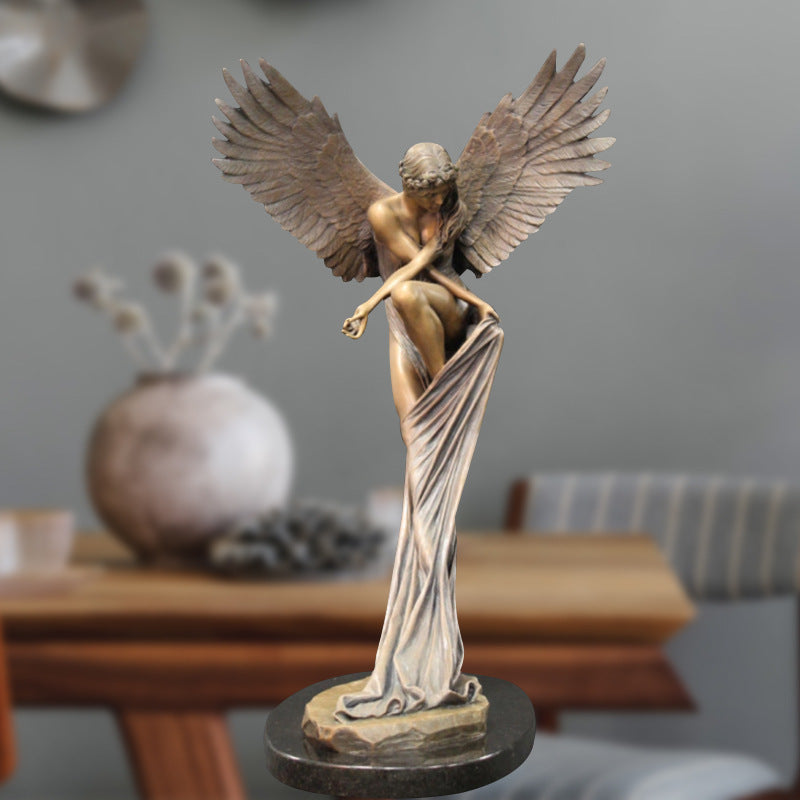 Spot Stair Angel Resin Craft Decoration Garden Statue Holding Legs Angel Home Wall Decoration Angel Wings