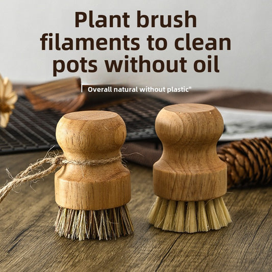 Natural Hemp Non-Stick Oil Dish Brush Kitchen Home Use Multi-Function Clean Vegetable Fruit Brush Two-Pack Scrubber Pot Brush