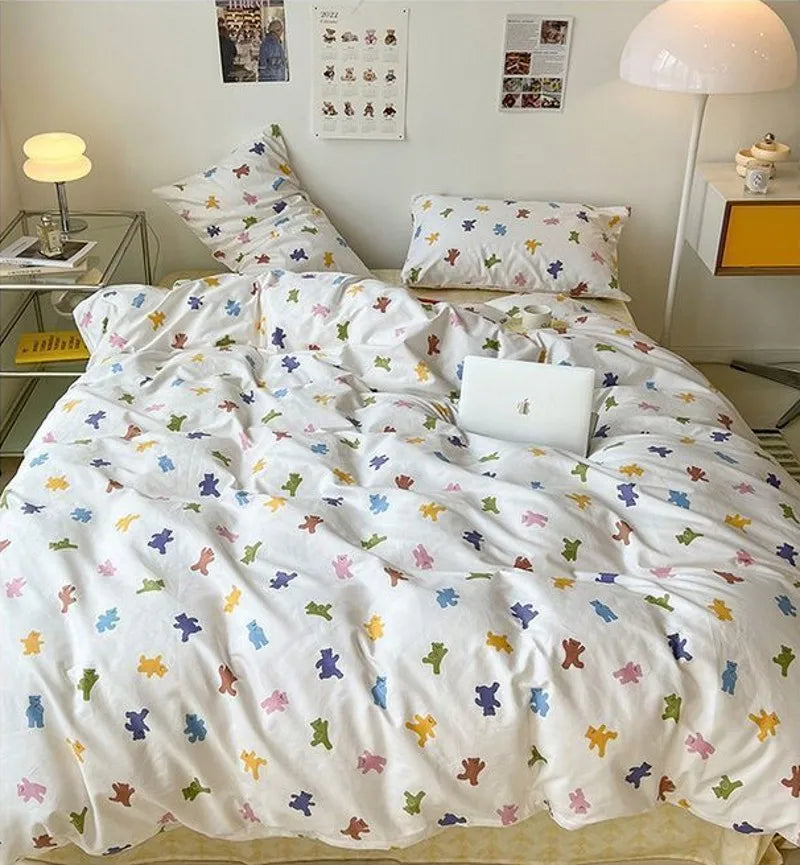 Green Grid Duvet Cover Set