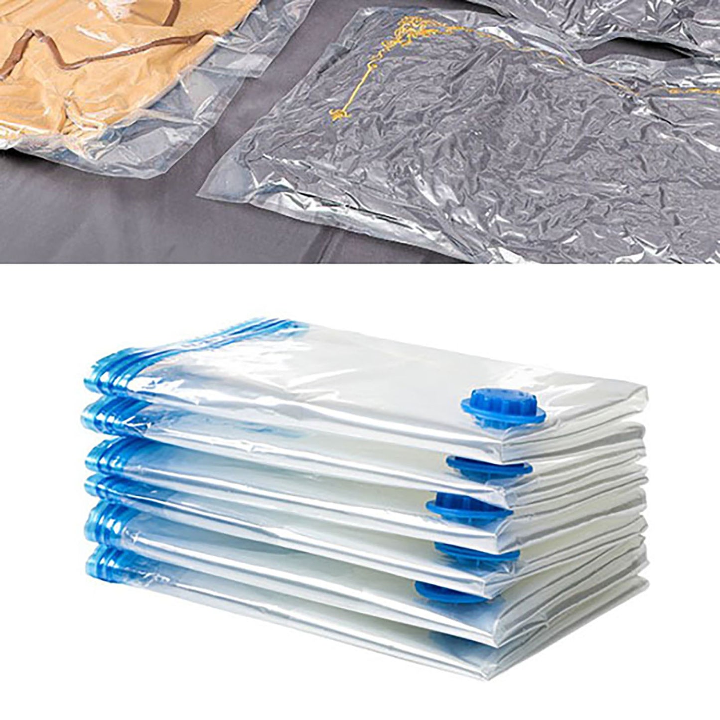 8Pcs Vacuum Compression Storage Bags PE PET Vacuum Seal Storage Bags with Hand Pump 35x50cm