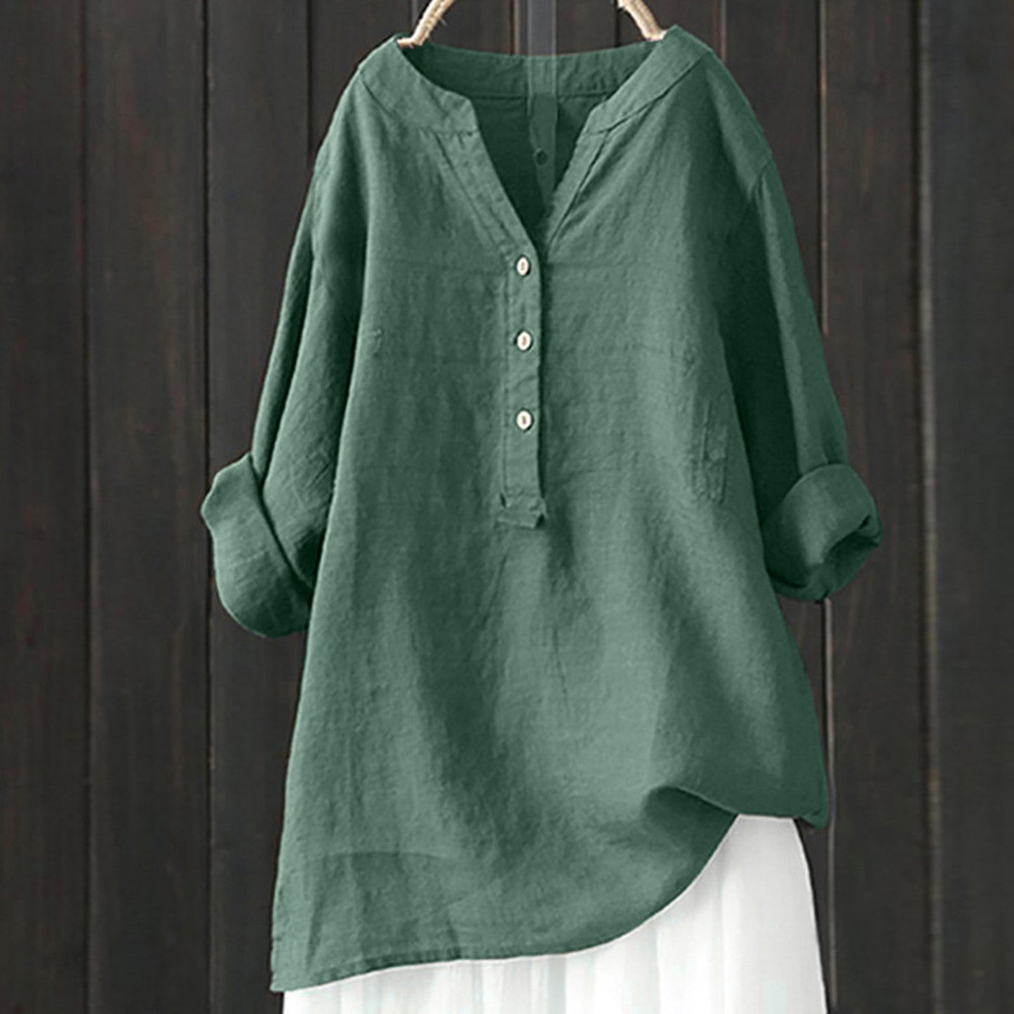 Solara Button-Front Linen Shirt