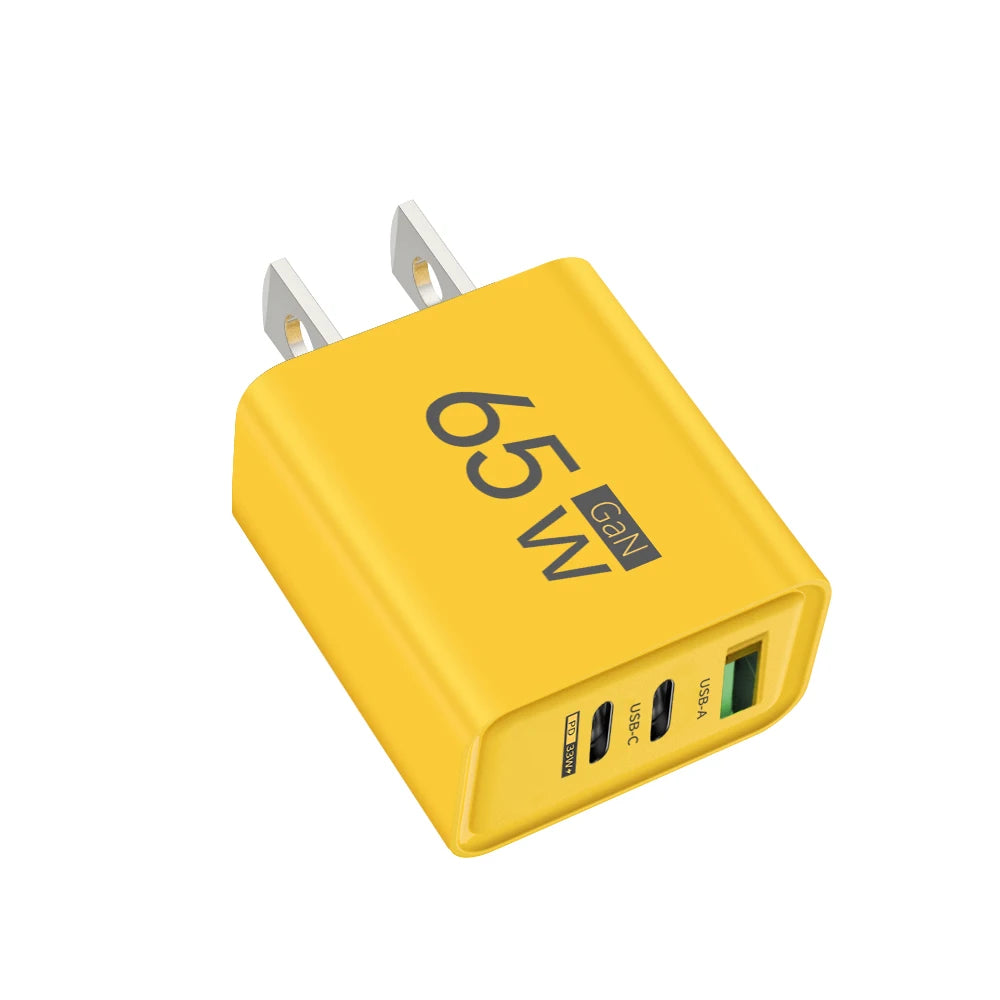 GaN Fast Charging 65W USB-C Charger Charger PD Quick Charge 3.0 Wall For Phone Adapter For iPhone 15 Xiaomi POCO Samsung Oneplus