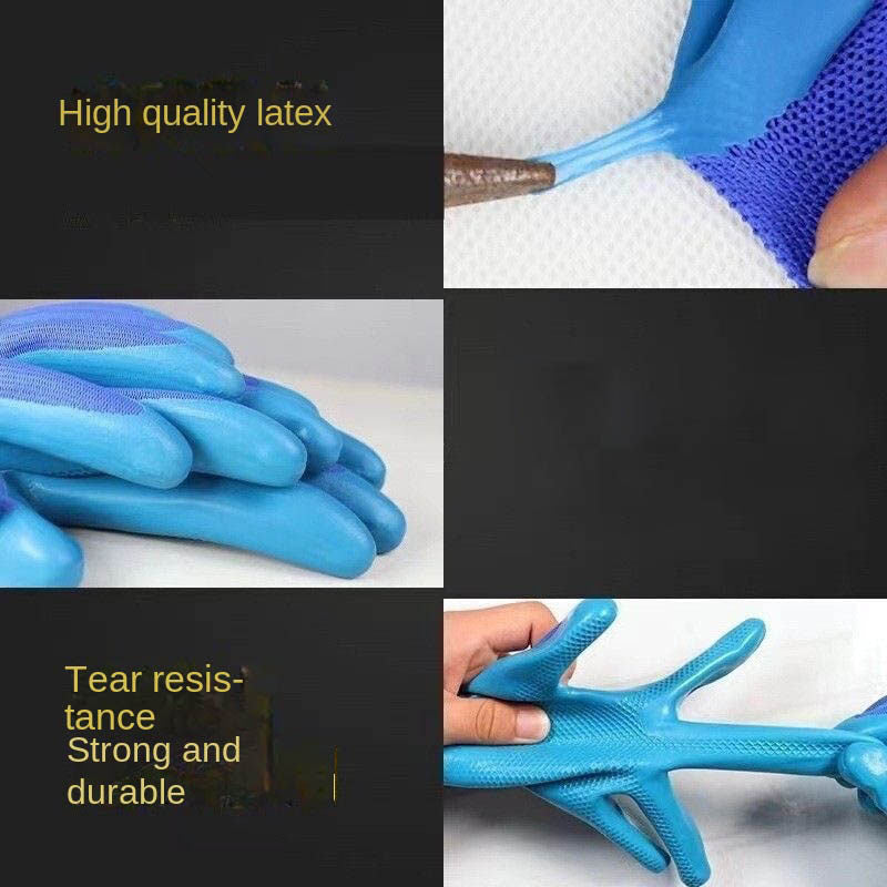 Embossed Labor Protection Gloves Latex Wear-resistant Non-slip Construction Site Work Gloves