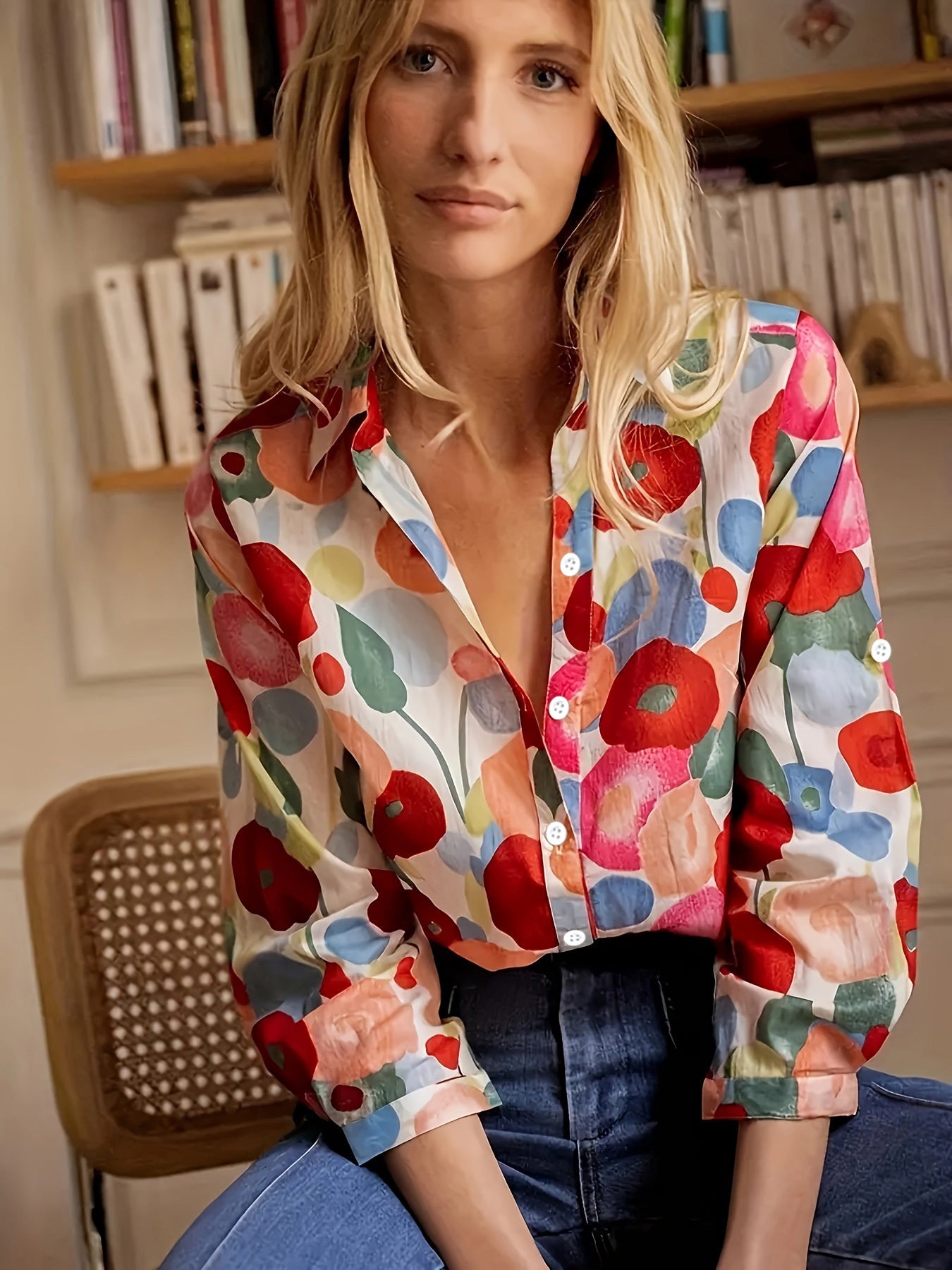 Long Sleeved Shirt Casual Printed Flower