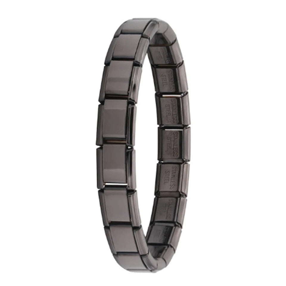 Yupsk Trendy Square Italy Stainless Steel Bracelets For Women Men HipHop Metal Modules Stretchable Gift Birthday Party Jewelry
