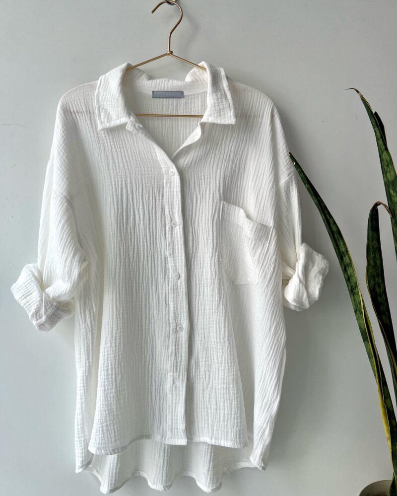 Maylee Cotton Button-Up Shorts Set