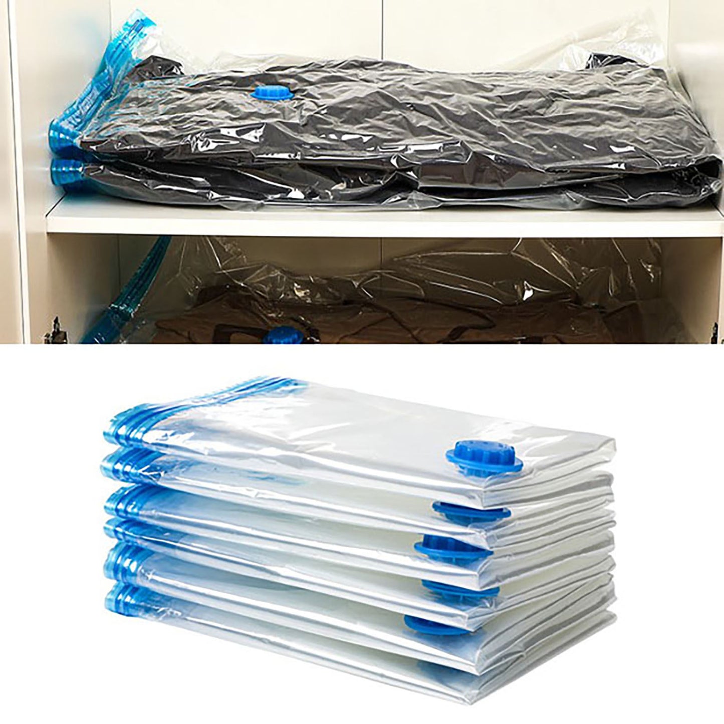8Pcs Vacuum Compression Storage Bags PE PET Vacuum Seal Storage Bags with Hand Pump 35x50cm