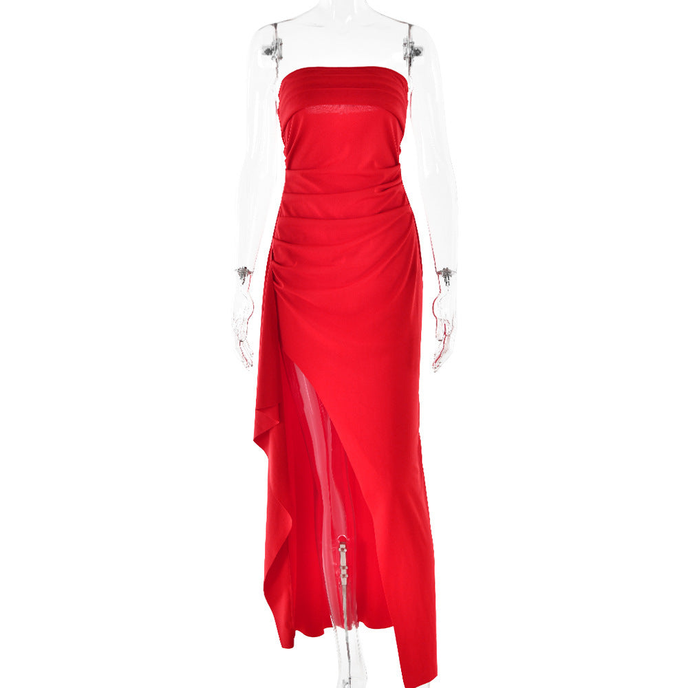 Split Strapless Bridesmaid Maxi Dress