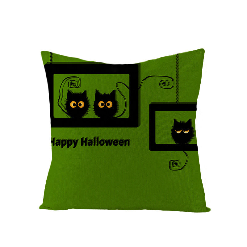 2024 European And American Halloween Pillowcase New Pumpkin Black Cat Series Sofa Cushion Waist Pillowcase Home Pillow