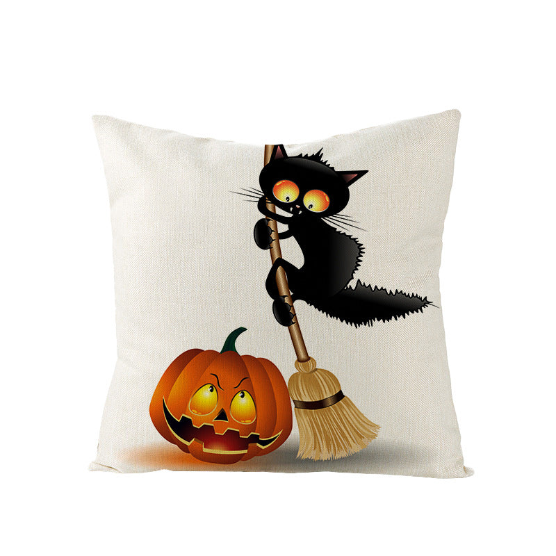 2024 European And American Halloween Pillowcase New Pumpkin Black Cat Series Sofa Cushion Waist Pillowcase Home Pillow