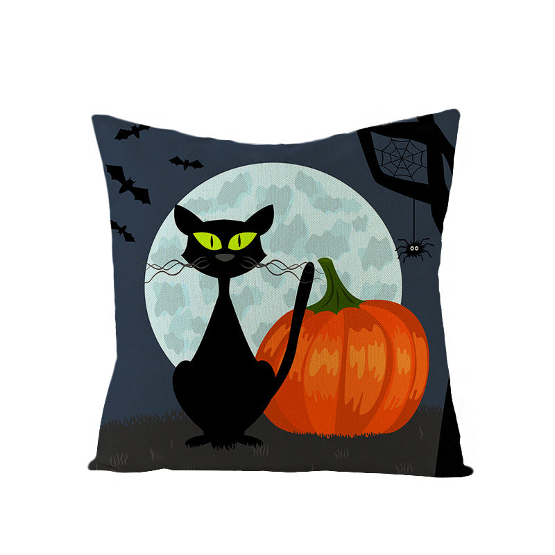 2024 European And American Halloween Pillowcase New Pumpkin Black Cat Series Sofa Cushion Waist Pillowcase Home Pillow