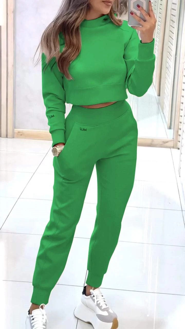Stand Collar Sports Pullover And Trousers
