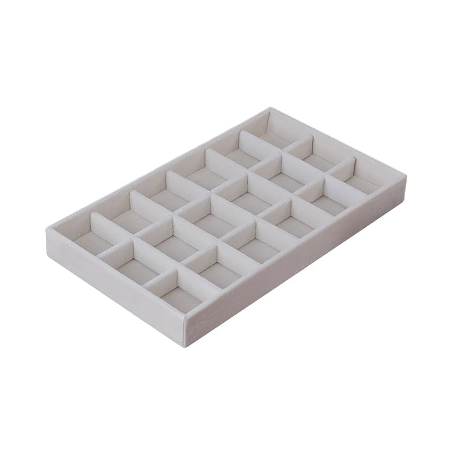 Velvet Jewelry Display Exquisite Jewellery Holder Portable Ring Earrings Necklace Organizer Storage Box Organizator Trays Beige