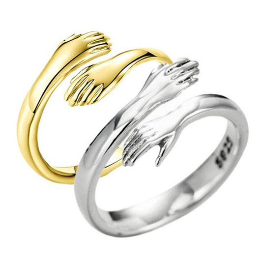 Adjustable Hug Hands Alloy Ring