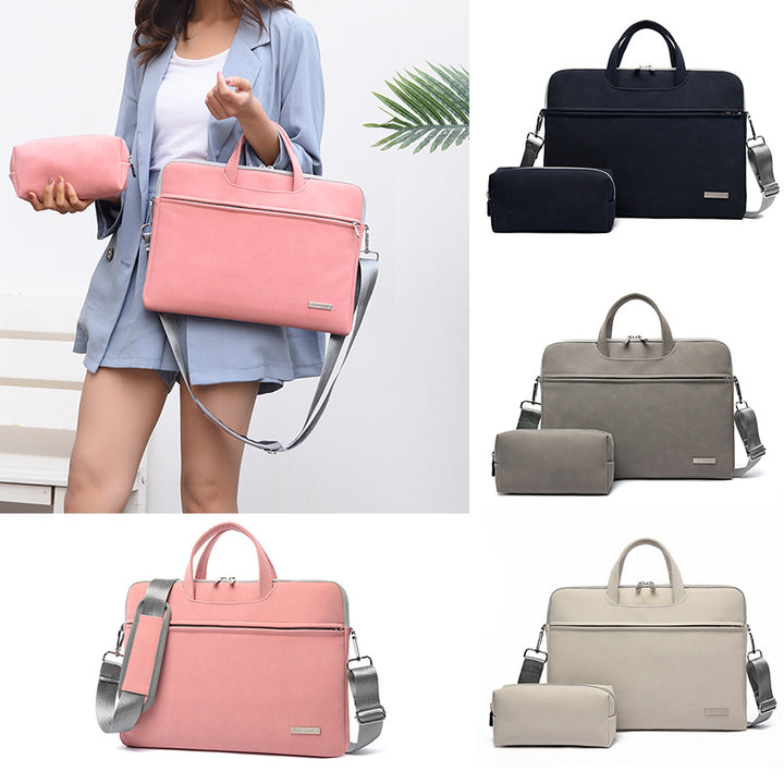PU Leather Laptop Briefcase Shoulder Bag