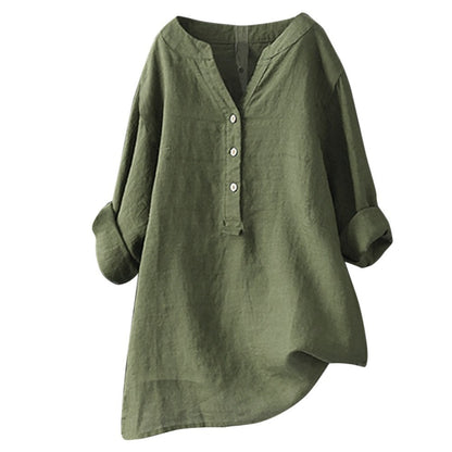 Solara Button-Front Linen Shirt