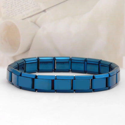 Yupsk Trendy Square Italy Stainless Steel Bracelets For Women Men HipHop Metal  Modules Stretchable Gift Birthday Party Jewelry